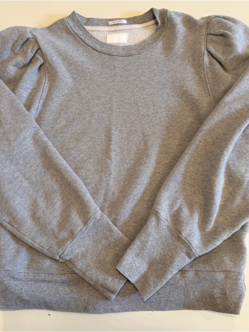MOTHER Gray Puff Sleeve Crewneck Sweatshirt